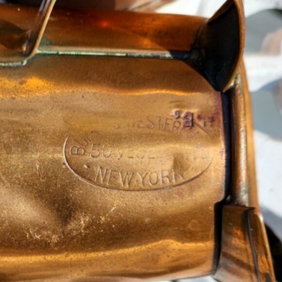 Antique Vintage New York Stamp Handcrafted Copper Pitcher 2.75"x2.25" - Picture 8 of 12